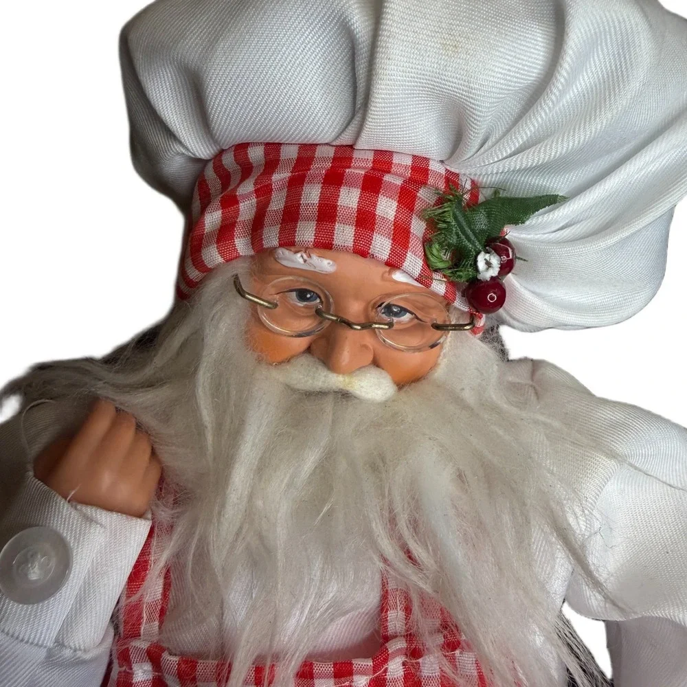 Chef Santa Claus‎ Gingham Apron I Love Cookies Christmas Decor 17